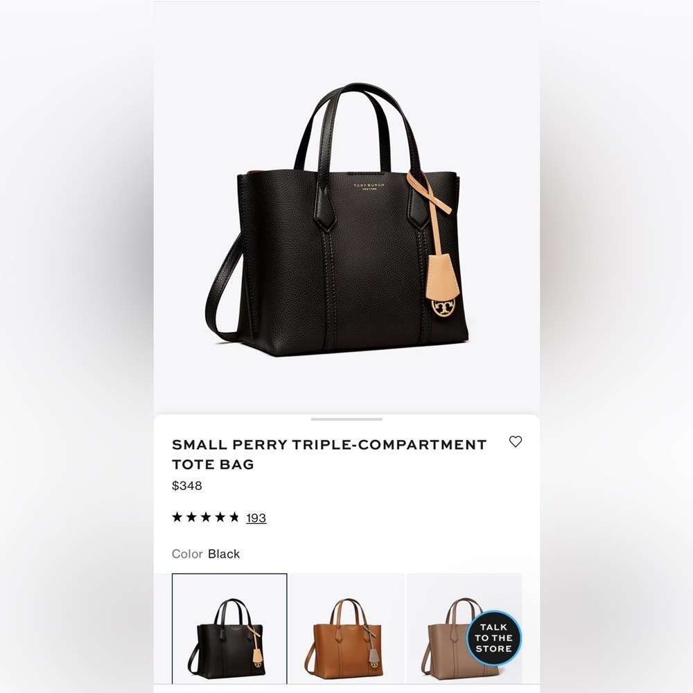 Tory Burch Small Perry Triple Compartment Tote Bag in Black